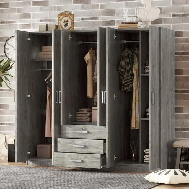 Cette Garde-Robe Offre un Grand Rangement & Haute Qualité/6 Portes, 70.9"X19.2"X68 Pouces