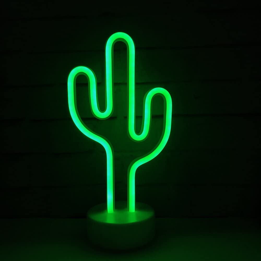 Green LED Lights Cactus Design 7 Bulbs House Party Nature Decoration Desert 