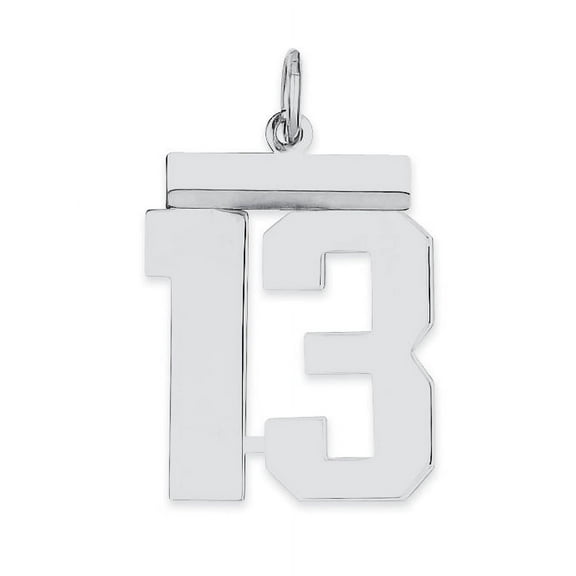 Sterling Silver Rhodium-plated Medium Polished Number 13 Charm
