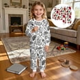 thumbnail image 2 of JAJAHO Boys Girls DIY Doodle Coloring Hand Painted Outfits Carnival Cartoon Print Long Sleeve Top Pants Set For Kids 2-10 Years Home Clothes 2 Piece Stylish Outfit, 2 of 7