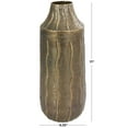 thumbnail image 3 of DecMode Brass Metal Snakeskin Inspired Decorative Vase with Dimensional Wavy Accents, 7" x 7" x 17", 3 of 10