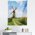 thumbnail image 1 of Windmill Tapestry, Blooming Spring Field in Holland Old Traditional Architecture, Fabric Wall Hanging Decor for Bedroom Living Room Dorm, 5 Sizes, Pale Blue Apricot, by Ambesonne, 1 of 1