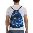 thumbnail image 2 of Kdxio Blue Lightning Print Drawstring Backpack Bag,Waterproof Draw String Back Sack, Gym Drawstring Bags Swim Bag For Unisex, 2 of 9