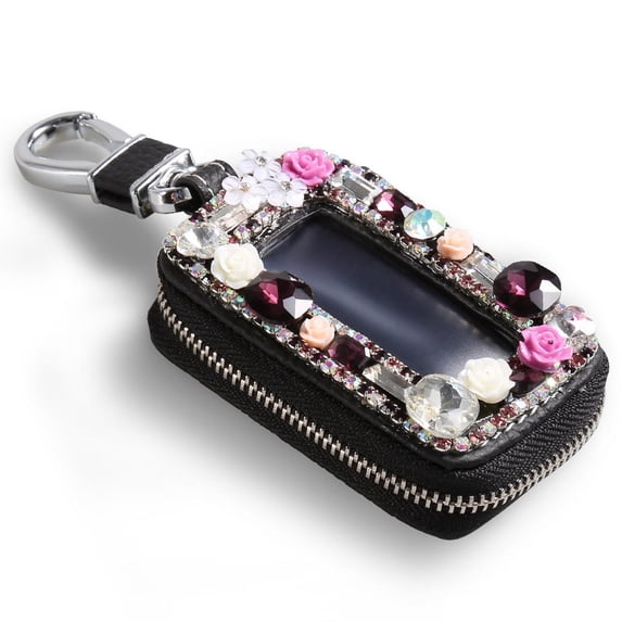 Black Car Key Case Chain key Cover Coin Holder Keyring Wallet Zipper ...