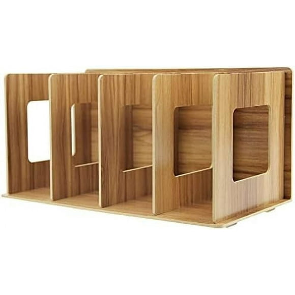 Clasificador de escritorio Laklulu, soporte para libros simple, revistero, modelo de prensa para libros, organizador de madera, soporte para CD, módulo de archivo mixto para revistero