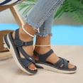 thumbnail image 4 of Rokment Comfortable Ortho Walking Sandals for Women Plantar Fasciitis Beach Summer Casual Leather Buckles Open Toe Memory Foam Non Slip Nursing Work Shoes Blue Size 6, 4 of 6