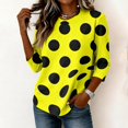 thumbnail image 5 of JULMCOMO Shirts for Women Polka Dot 3/4 Sleeve Crew Neck Casual Loose Fit T Shirts Retro Dot Trendy Comfy Tunic Tops Yellow S, 5 of 6