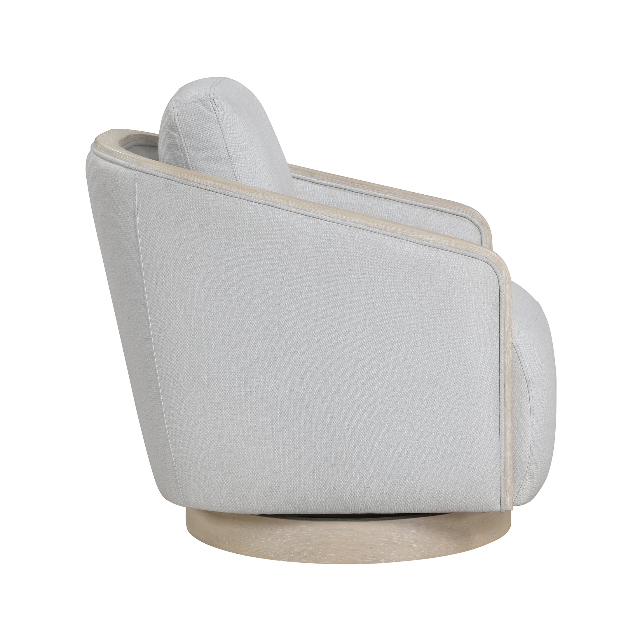 OakvillePark Fablemist Swivel Chair with Textured Gray Fabric and Light Oak Wood
