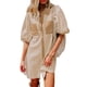 thumbnail image 1 of Vestido AlvaQ Summer para mujer, a rayas, con estampado fluido, color caqui, 1 of 5