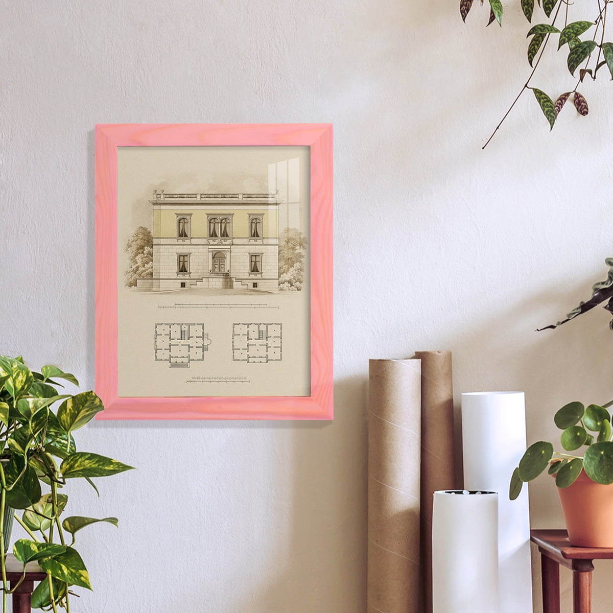 Estate and Plan V -Framed Print w/glass-Sunset Pink