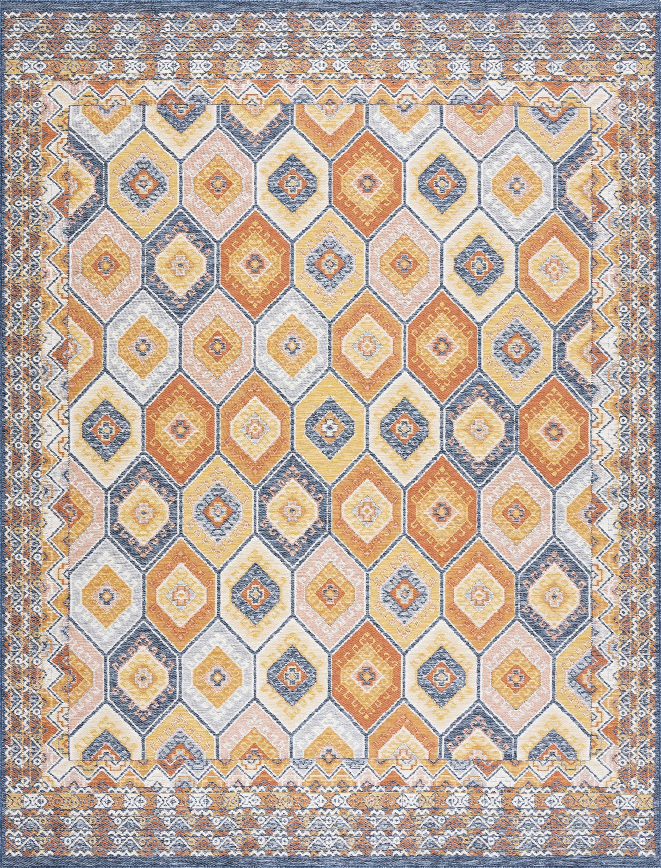 8x10 Water Resistant, Large Indoor Outdoor Rugs for Patios, Front Door Entry, Entryway, Deck, Porch, Balcony | Outside Area Rug for Patio | Multi-Color, Geometric | Size: 7'11'' x 10'3''