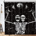 thumbnail image 2 of Funny Skull Shower Curtain Happy Halloween Skulls Skeleton Shower Curtain for Day of The Dead All Saints Day Home Decor 72"x72", 2 of 7