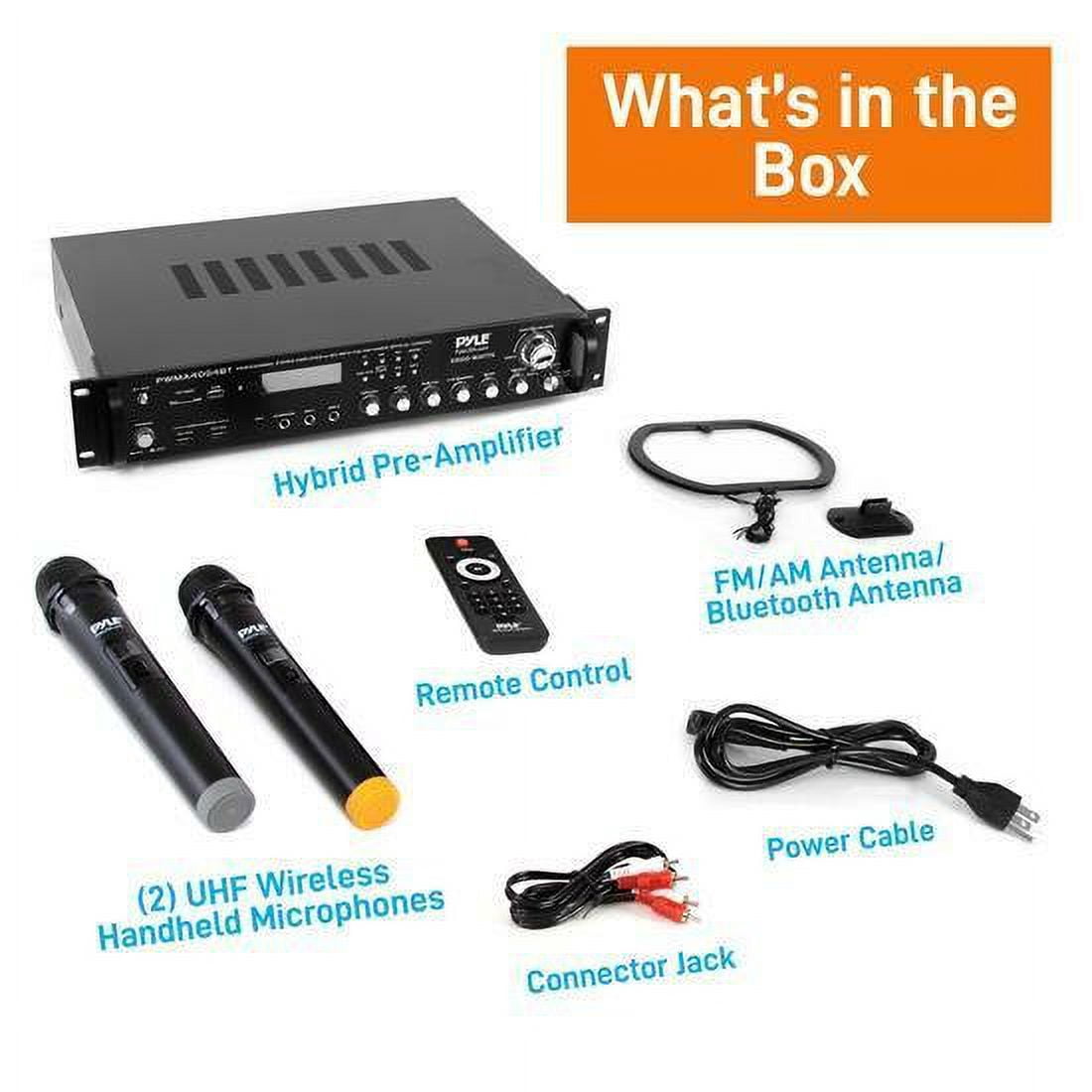 Pyle 3000W 4 Channel Bluetooth Hybrid Preamplifier System w/Microphones & Remote