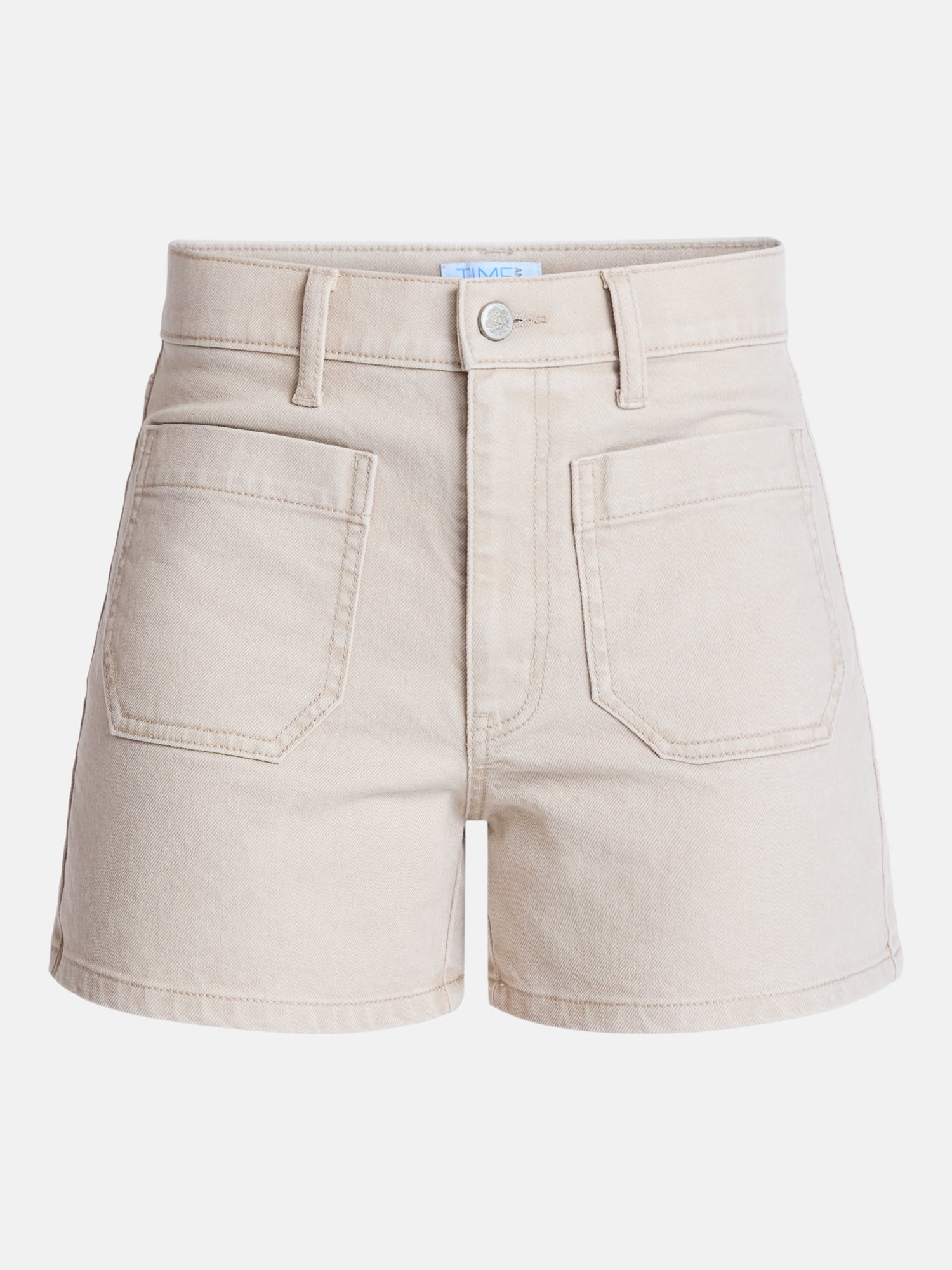 Time and Tru Women's High Rise Patch Pocket Denim Short, 4" Inseam, Sizes 0-20