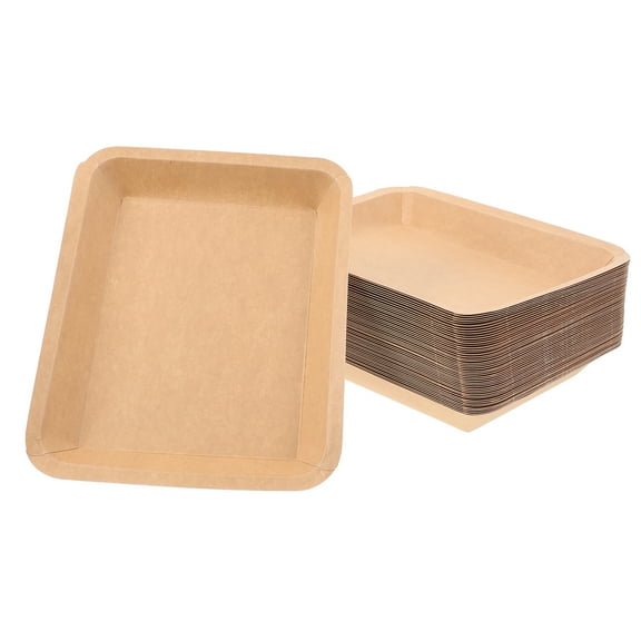 HEMOTON Masteelf 50pcs Disposable Barbecue Tray Food Trays Paper Plates for Crawfish Seafood Parties