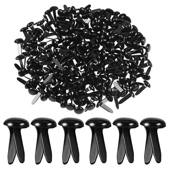 200Pcs Eco-Friendly Stoving Varnish Iron Brads Scrapbooking Photo Album Embellishment Wedding Supplies Puppy Dolls Decoration Black 1.2x0.8cm