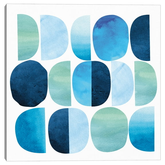 Nikki Chu Codes Blue Abstract Canvas Art Print, 35" x 35", by Nikki Chu