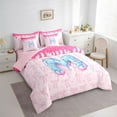 thumbnail image 3 of Feelyou Donut Initial M Twin Bedding Sets 7pcs, Princess Pink Bowknot Comforter Set, 3 of 8