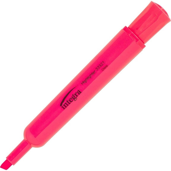 Integra Chisel Desk Liquid Highlighters - Chisel Marker Point Style - Fluorescent Pink - 1 Dozen | Bundle of 5 Dozen