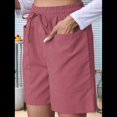 thumbnail image 4 of Pantalones Cortos Casuales Omen con Cordón Ajustable, Cintura Elástica y Cómodos, de Verano, con Bolsillos, Color Rojo Sandía, Talla L, 4 of 7