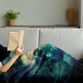 thumbnail image 3 of Space Soft Flannel Fleece Throw Blanket, Spiral Anromeda Galaxy with Planets Cosmos Fantasy Background Image, Cozy Plush for Indoor and Outdoor Use, 50" x 60", Teal Blue Yellow, by Ambesonne, 3 of 5