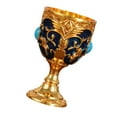 thumbnail image 3 of Fiocias Vintage Medieval Goblet Desktop Decor Party Supplies Engraved Wedding Zinc Alloy Gold Blue, 3 of 9