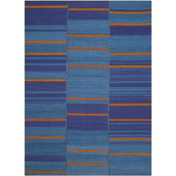 SAFAVIEH Kilim Benton Geometric Wool Area Rug, Blue/Multi, 5' x 8'
