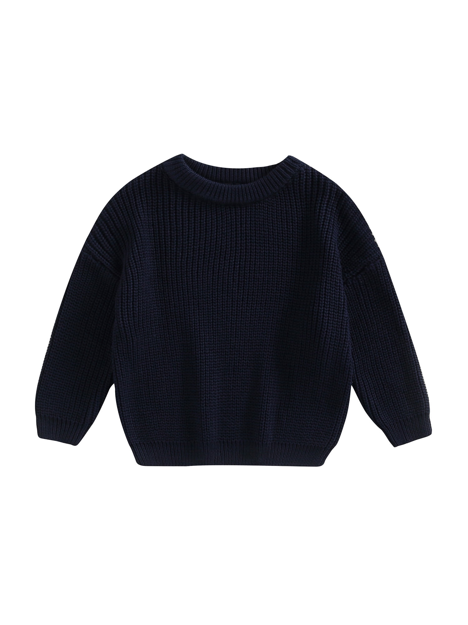 Toddler Infant Baby Girl Boy Knit Sweater Solid Color Oversized Crewneck Warm Pullover Sweatshrit Fall Winter Tops 