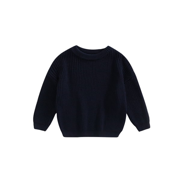 Txlixc Suéteres de cuello redondo para bebés pequeños, suéteres de punto sueltos de color sólido de manga larga Txlixc Moda