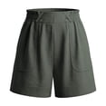 thumbnail image 4 of Guitiannn High Waisted Casual Summer Shorts for Elastic Comfort Loose Fit Solid Color Straight Leg Shorts Women's Shorts Athletic Long Chub Rub Shorts for Women Women Athletic Shorts Twill Shorts, 4 of 6