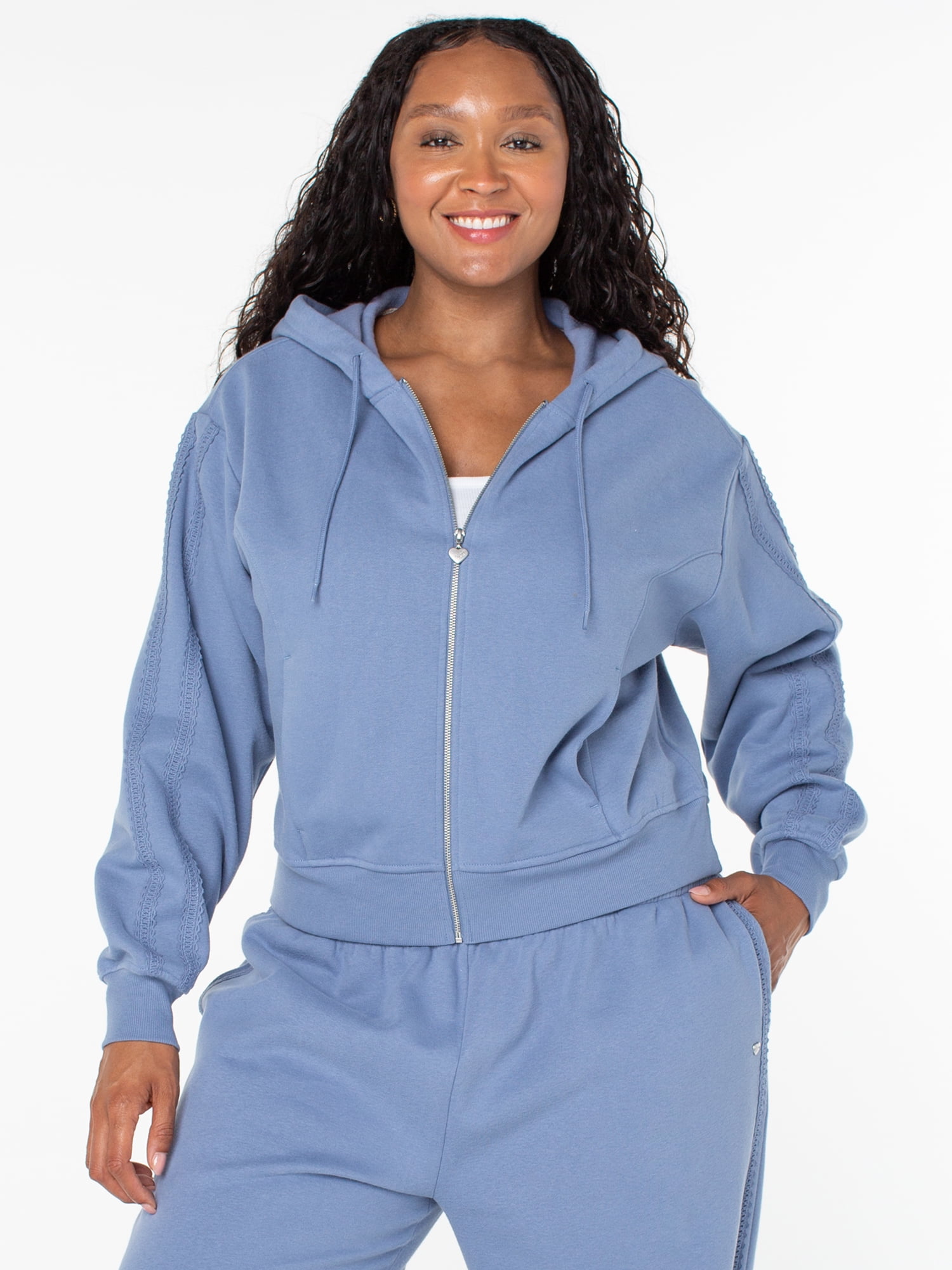 Celebrity Pink Women's and Women's Plus Zip Front Fleece Hoodie Sweatshirt, Sizes XS-4X