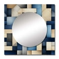 thumbnail image 2 of Designart "Striped Symmetry in Beige and Blue I" 0 Square Mirror For Wall Decor - Large Blue Square Mirror Printed Wall Decor - Modern Square Living Room Mirror, 2 of 5