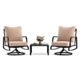thumbnail image 6 of STARY Small Patio Furniture Set, 3 Piece Outdoor Bistro Set, 2 x Swivel Patio Chairs and 1 x Small Side Table, Outdoor Table and Chairs Set with 4" Thick Cushions for Backyard, Porch, Poolside, 6 of 9