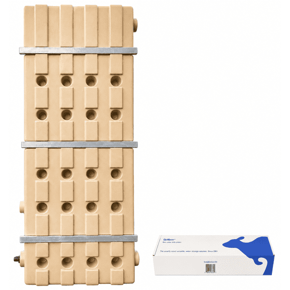 Oziflow Super-Slim Rain Harvesting Tanks 60 gal Beige Expandable Modular Storage Plastic Rain Barrels, UV Resistant, Lifetime Warranty, Made in USA