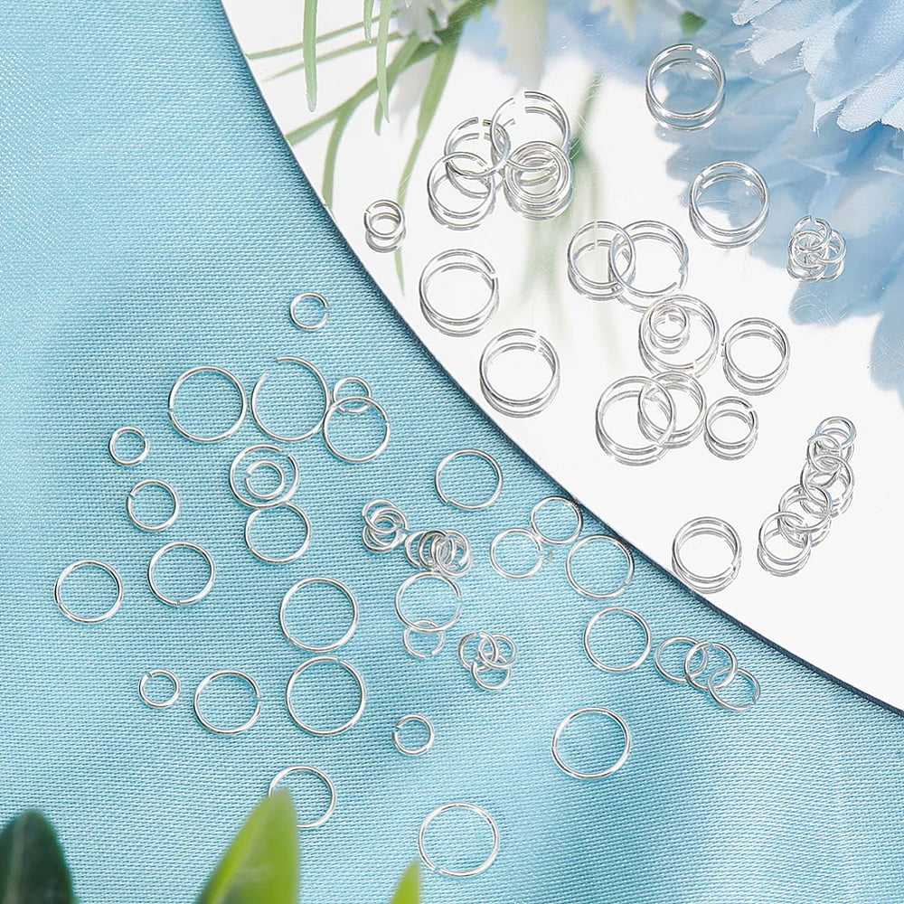 925 Sterling Silver Open Jump Rings Saw Cut Round Silver 3~6x0.5mm 24 Gauge Inner Diameter: 2mm 4style 30pcs/style 120pcs