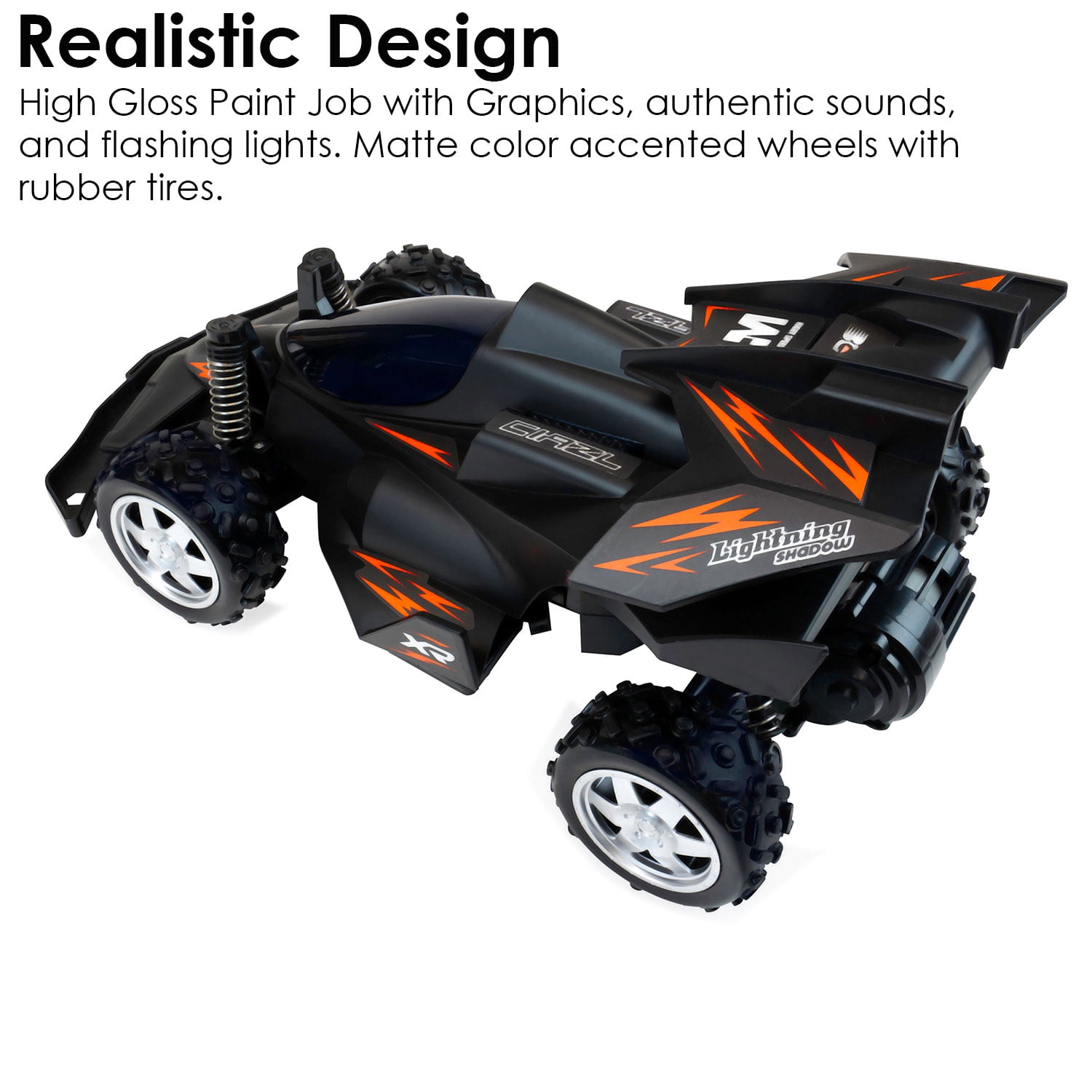 Remote Control Elite Convertible Racer with Authentic Sounds, Flashing Lights, and Functional Doors for Kids