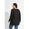 thumbnail image 4 of CASSIE LIZ Plus Size Tops Long Sleeve Fall Womens Shirts Fashion V Neck Solid Tunics Loose Fit Winter Blouses Casual Slit Hem Pullover (XL-5XL), 4 of 9