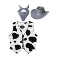 thumbnail image 2 of vastwit Cowboy Costume Kids Cowgirl Cosplay Outfits Cow Print Vest with Bandanna and Hat Set for Grey 14, 2 of 6