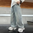 thumbnail image 2 of TOWED22 Boys Jeans Baggy Vintage Straight Leg Denim Cargo Pants with Pockets 8-14 Years(Blue,8-9 Y), 2 of 7