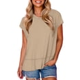 thumbnail image 1 of Cinvoph Hauts d'Été pour Femmes T-Shirt à Manches Courtes Col Rond Décontracté Ample Tendance Quotidien Sortie T-shirts, 1 of 8