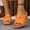 Orange, variant on Women's Wedge Slide Sandals Casual Spring Summer Beach Mules with Metal Buckle Accent Solid Color Faux Leather Thick Sole Platform Sandals with Wide Width Options for Daily Walking Outdoor Use