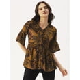 thumbnail image 1 of DressBerry Women’s Printed Rayon Crepe Top V Neck Elbow Sleeves Buttoned Front Waist Length Regular Wear Light Weighted Casual Summer Top, 1 of 7