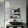 thumbnail image 4 of Soges 36" x 24" Arched Bathroom Mirror Cabinet Medicine Cabinet with 2 Adjustable Shelves, Recess or Surface Mounted Installation, Silver, 4 of 9