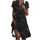 thumbnail image 1 of Vestido Corto de Manga Larga para Mujeres Brillante Impresión Cuello en V Suelto Cómodo, Vestido de Moda de Malla para Fiesta Y Ocasional, 1 of 7