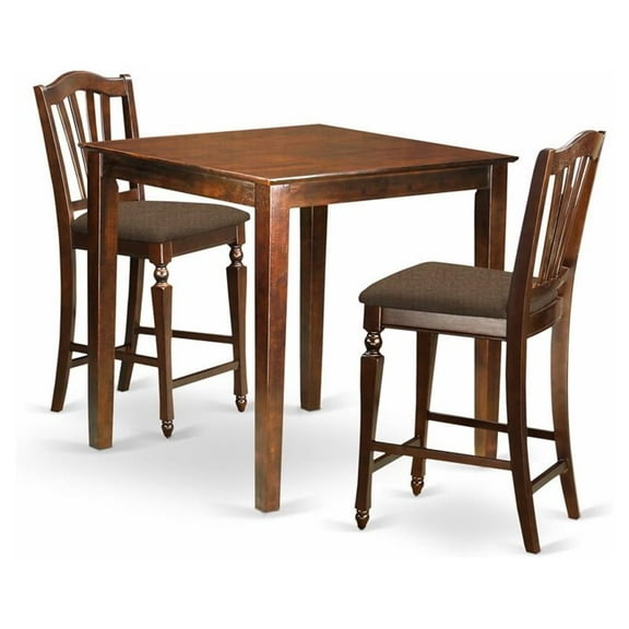Pemberly Row 3-piece Wood Counter Height Dining Set in Mahogany