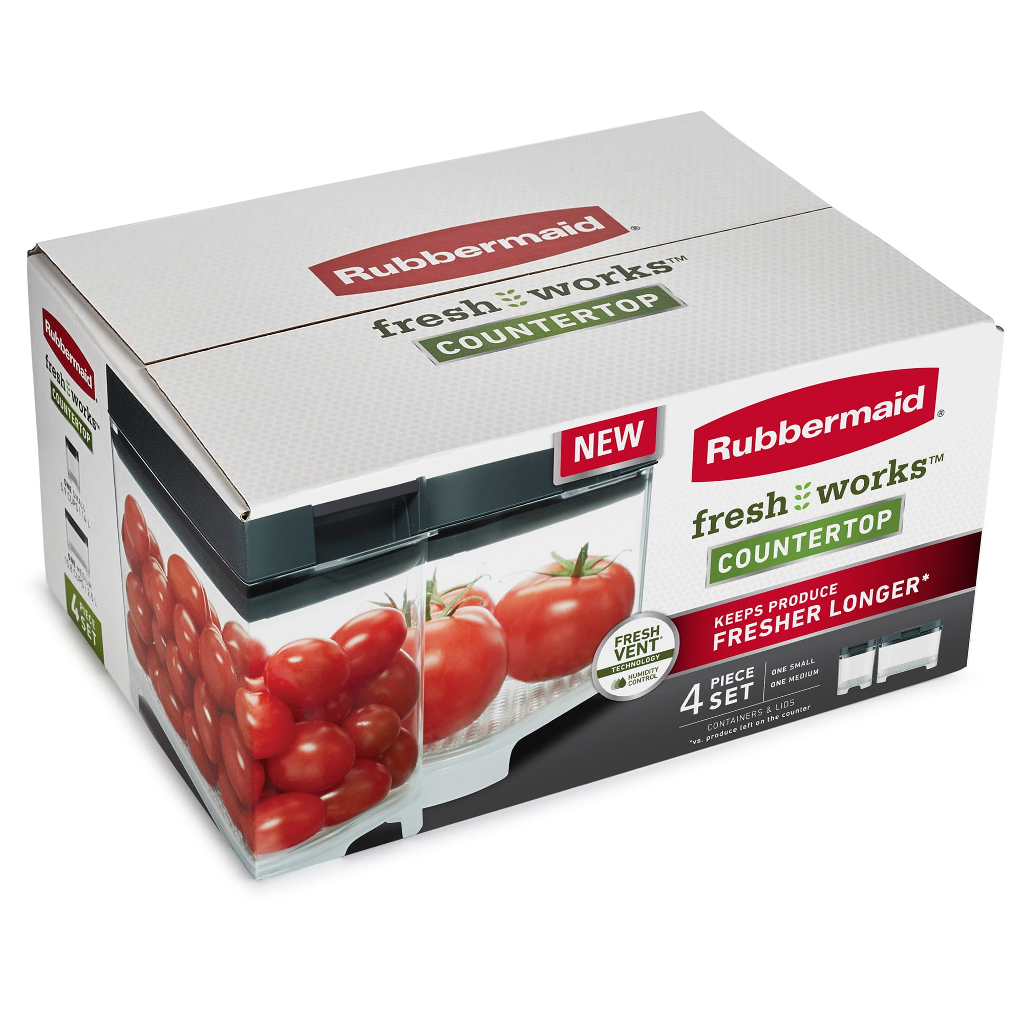 Rubbermaid - 2031845 Rubbermaid FreshWorks Countertop Food Storage Produce  Saver, Single, Clear/Grey 