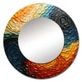 thumbnail image 2 of Designart "Blue Orange Op Art Rhythmic Illusion I" Abstract Spirals Round Mirror Wall Décor Mid-Century - Large Teal Round Mirror - Round Mirror 29" x 29" Inch, 2 of 5