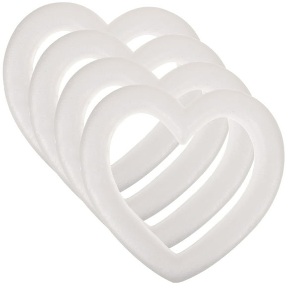 Luxshiny Set of 4 White Polystyrene Heart Wreaths for Hanging Christmas Decor