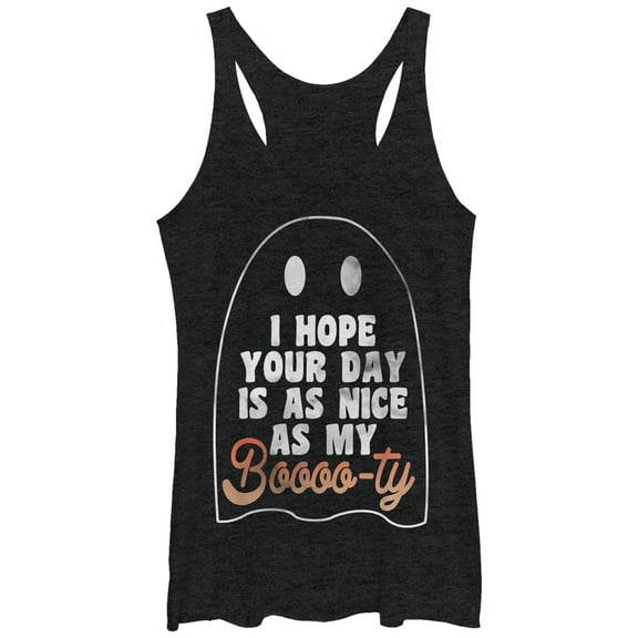 Women's CHIN UP Ghost Hope Your Day is as Nice as my Booty  Racerback Tank Top Black Heather Medium