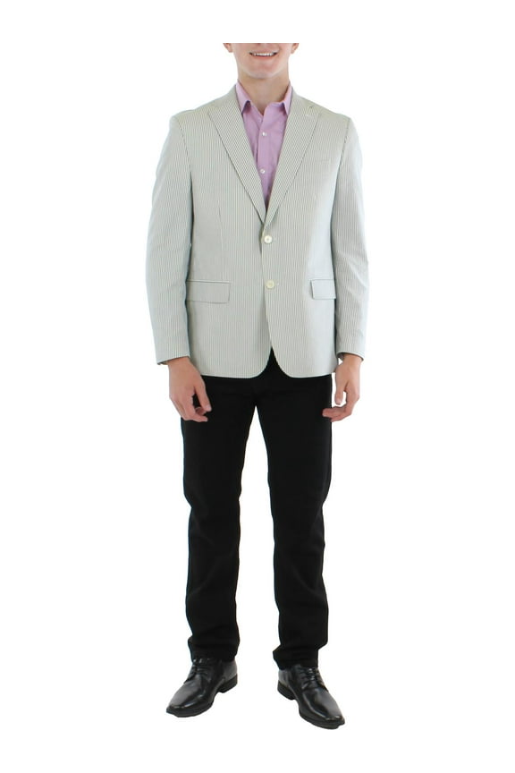 Ralph Lauren Men's UltraFlex Classic Fit seersucker Cotton Sport Coat Blue Size 40